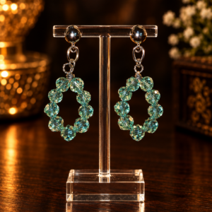 Aqua Crystal Dangle Earrings