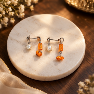 Amber Pearl  Earrings